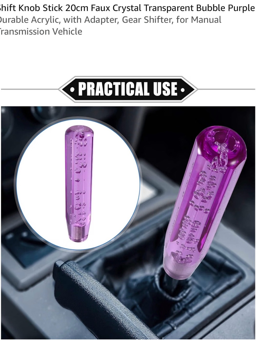 Source Unknown Purple Acrylic Bubble Shift Knob